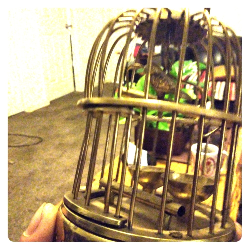 Miniature brass bird cage